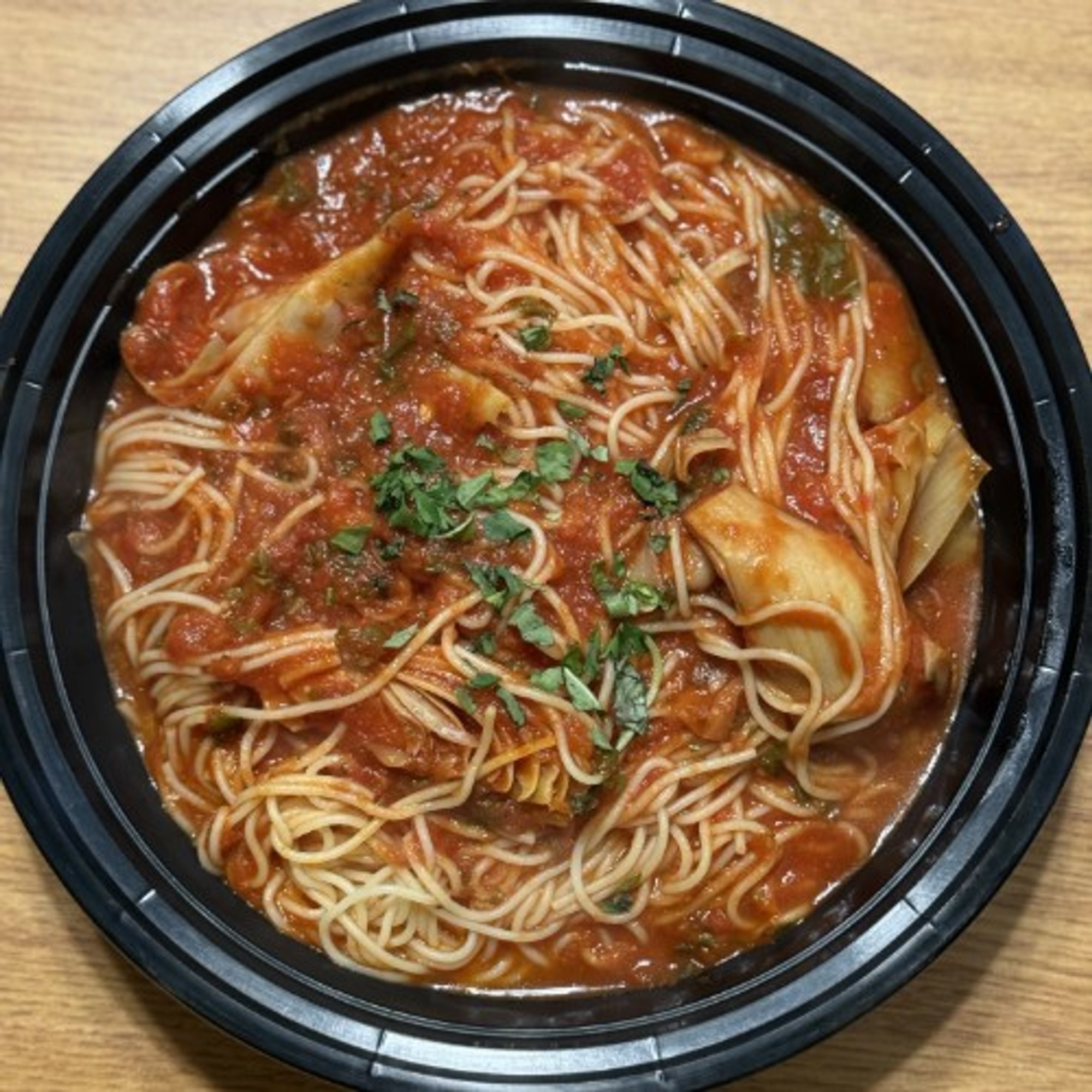 Angel Hair with Basil, Tomato & Artichoke Sauce