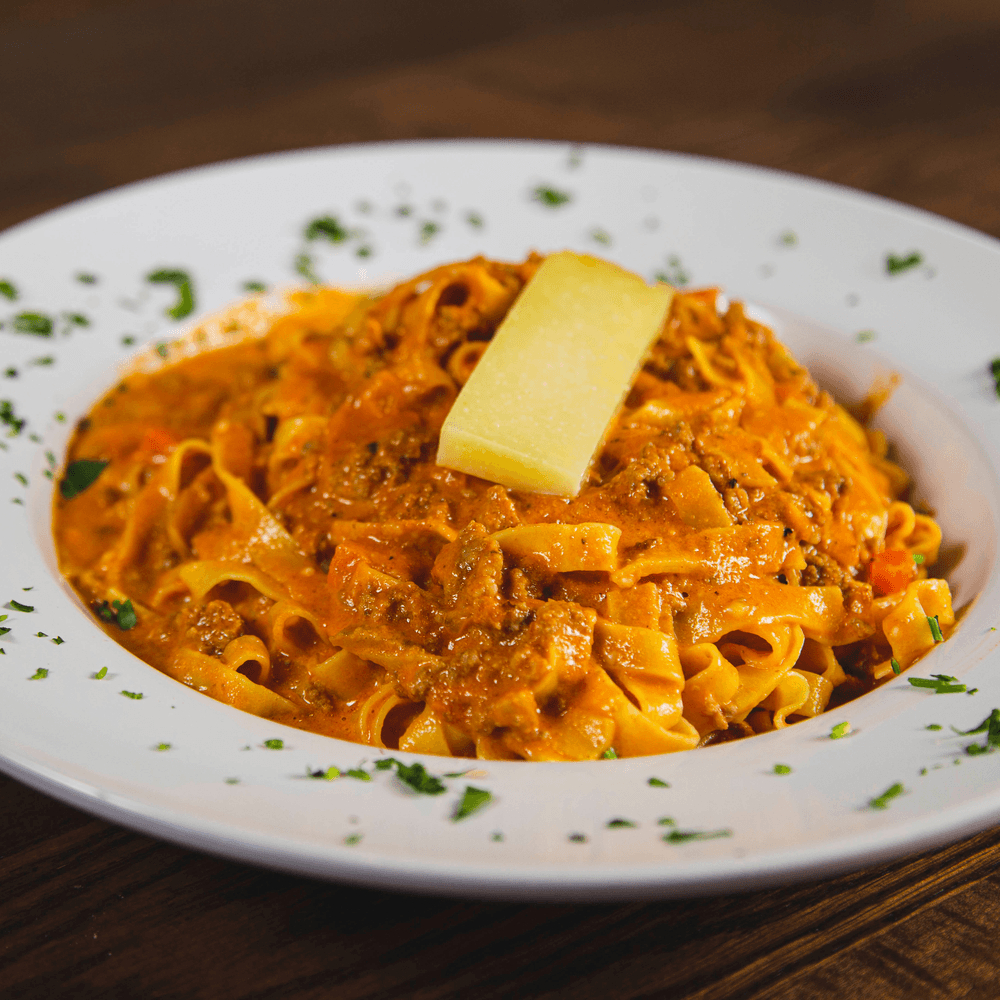 Fett Bolognese-Lunch.