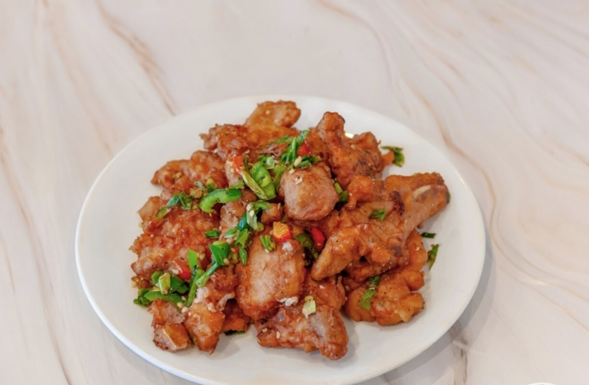 Spicy salt and pepper pork chop (dinner) / 椒盐肉排（晚）