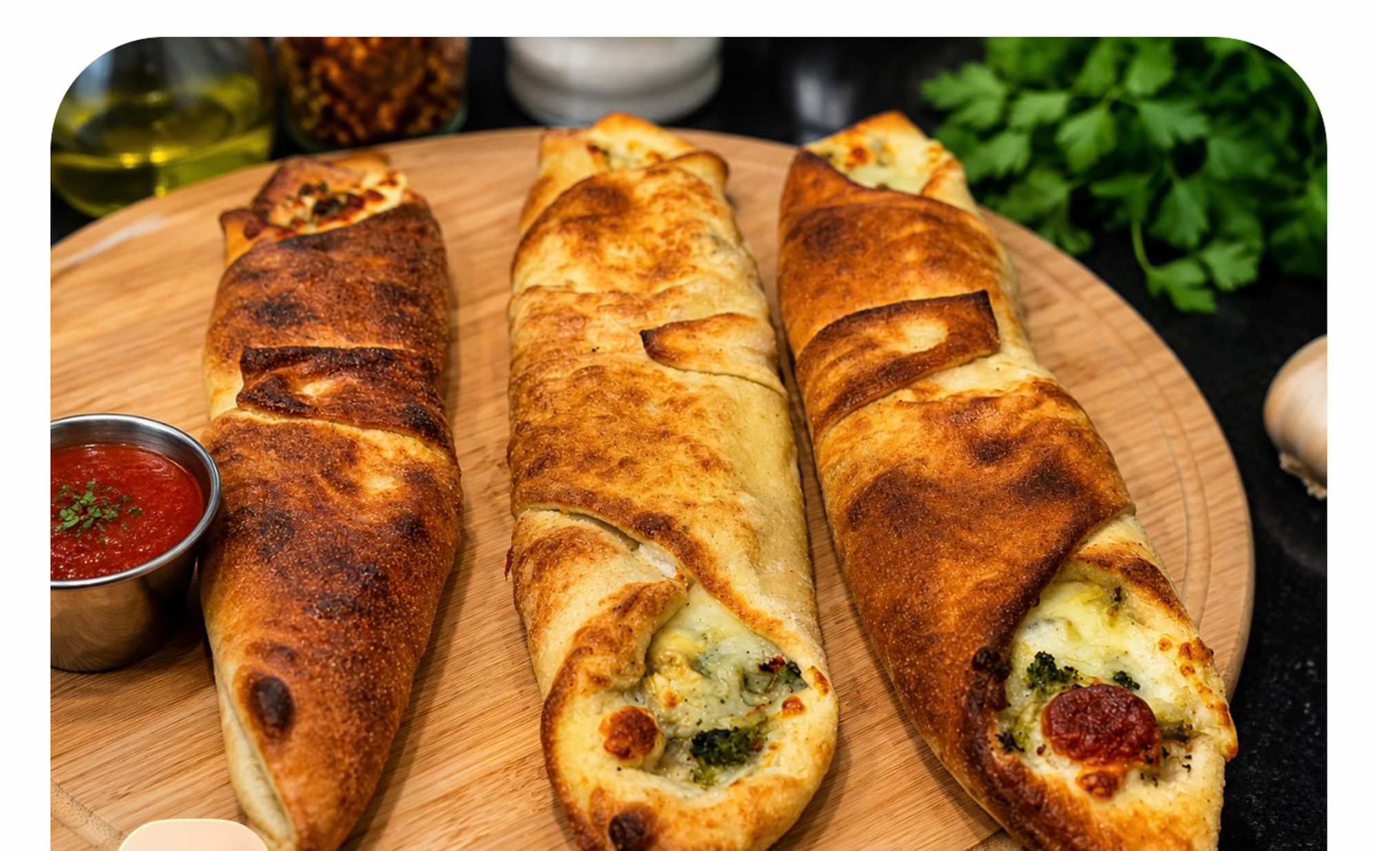 Mushroom, Spinach, Ricotta & Mozzarella Stromboli