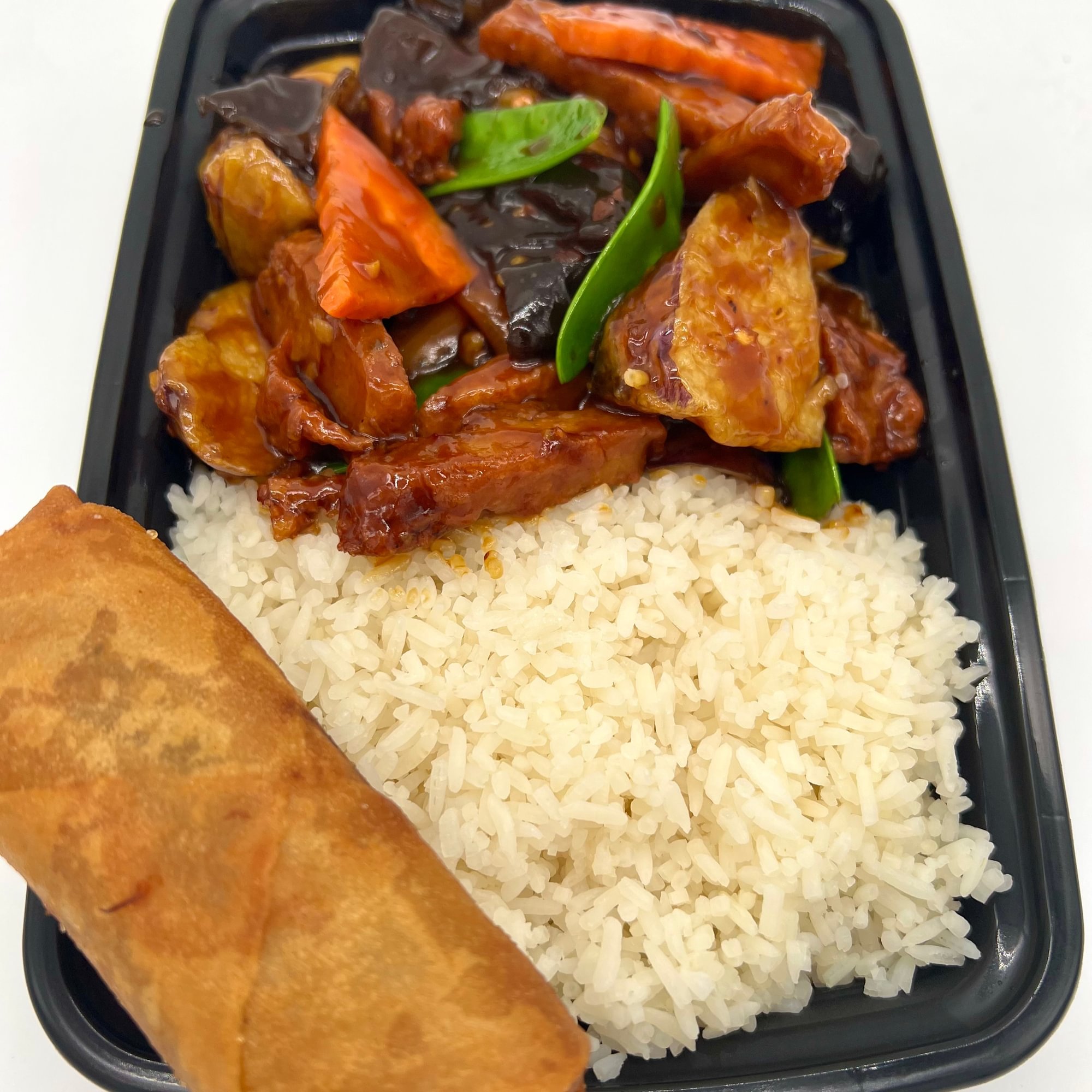 Eggplant with soy chicken lunch special