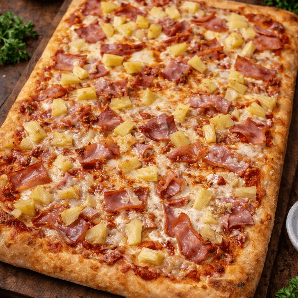 Sicilian Hawaiian pizza