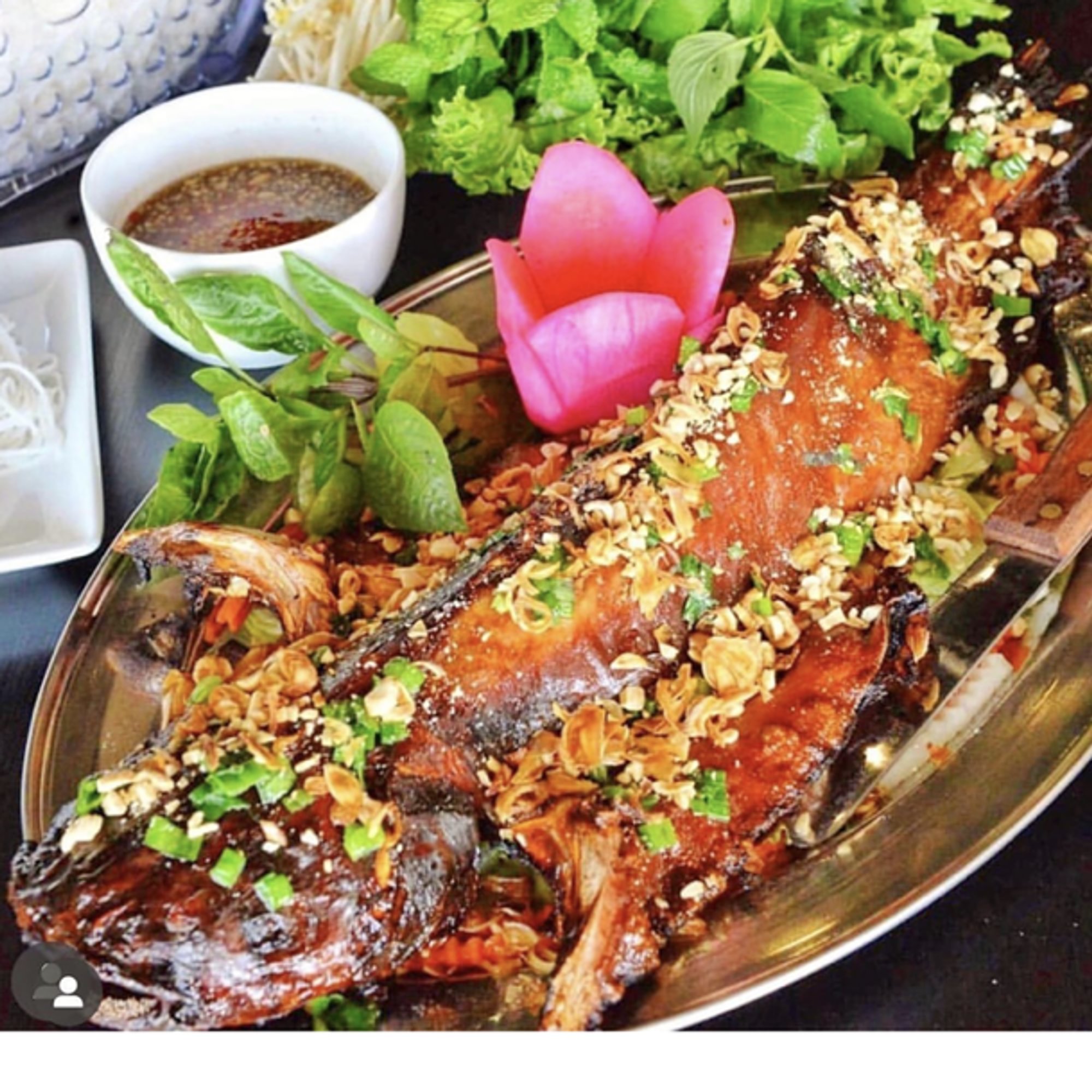 Whole Crispy Roasted Catfish (Ca Nuong Da Don)