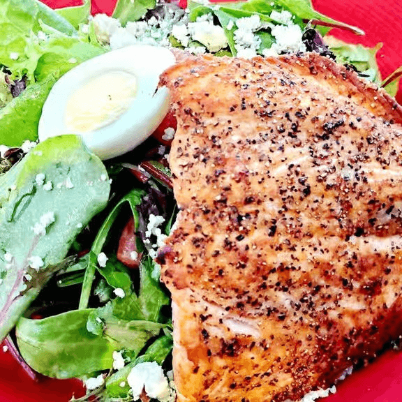The grilled salmon salad