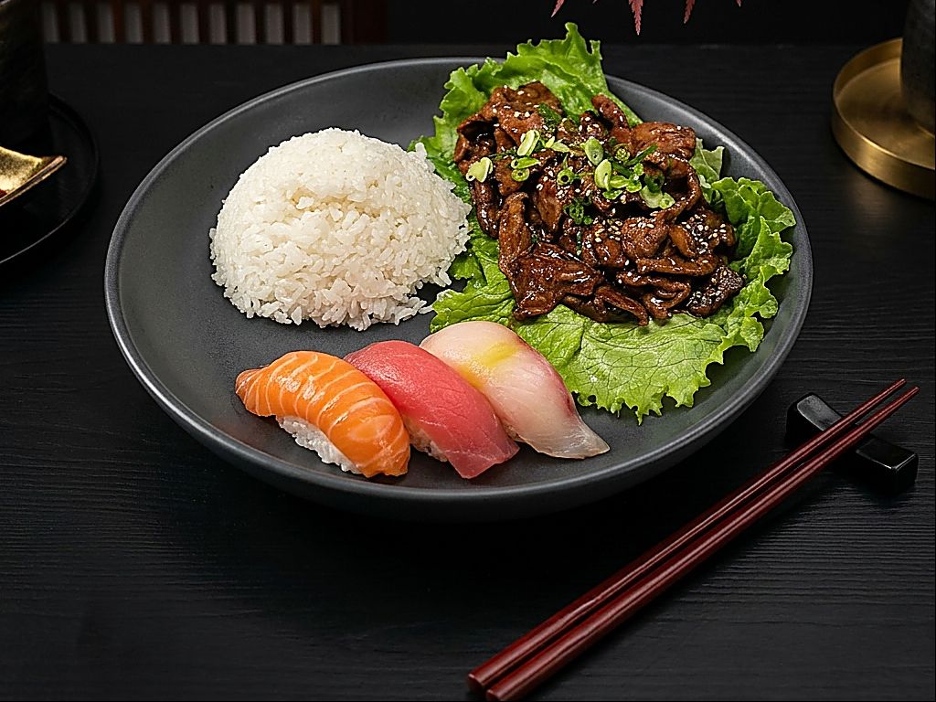 Beef Teriyaki with California Roll