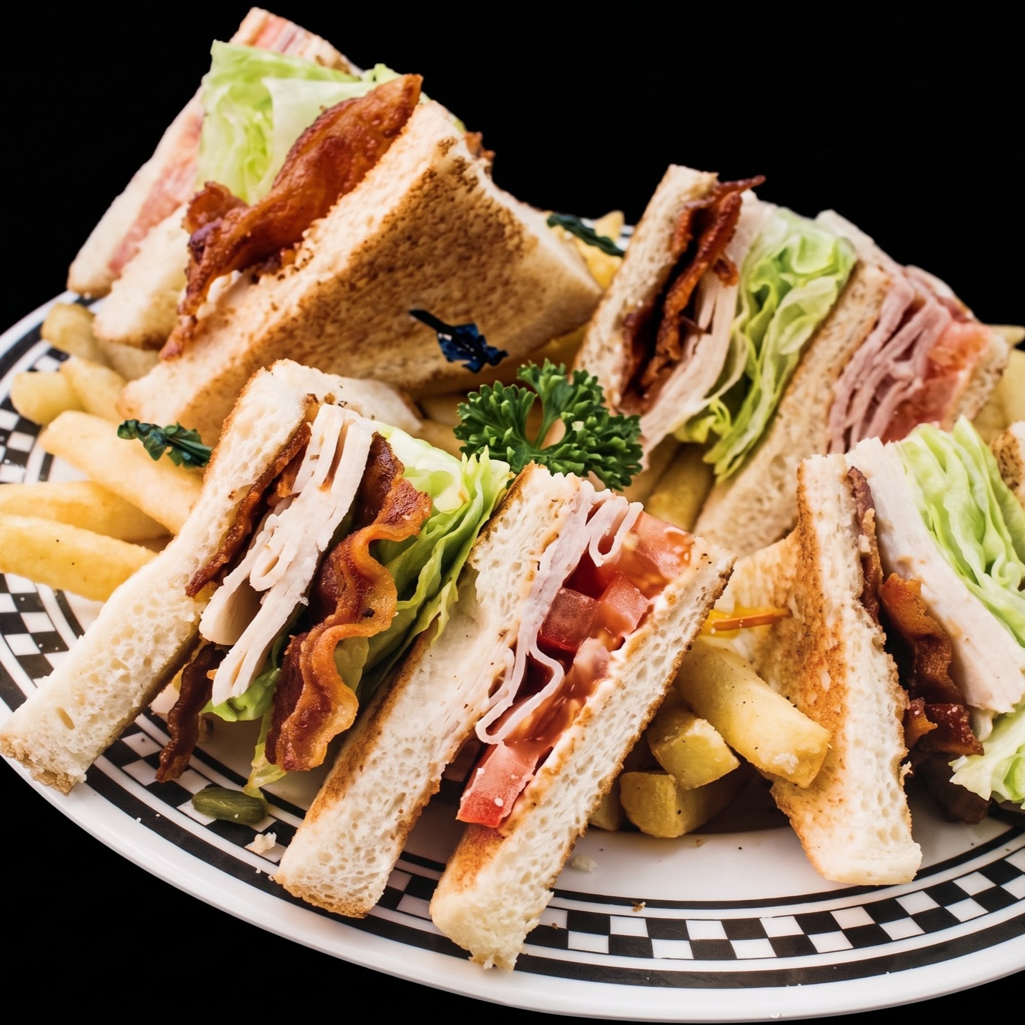 Club Sandwich with French Fries