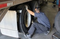 Tire and heavy-duty technicians complete dismount and mount on commercial tire. Tire and heavy-duty technicians complete dismount and mount on commercial tire.
