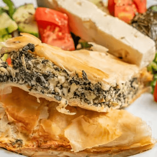 Spinach Pie with Traditional Greek Salad