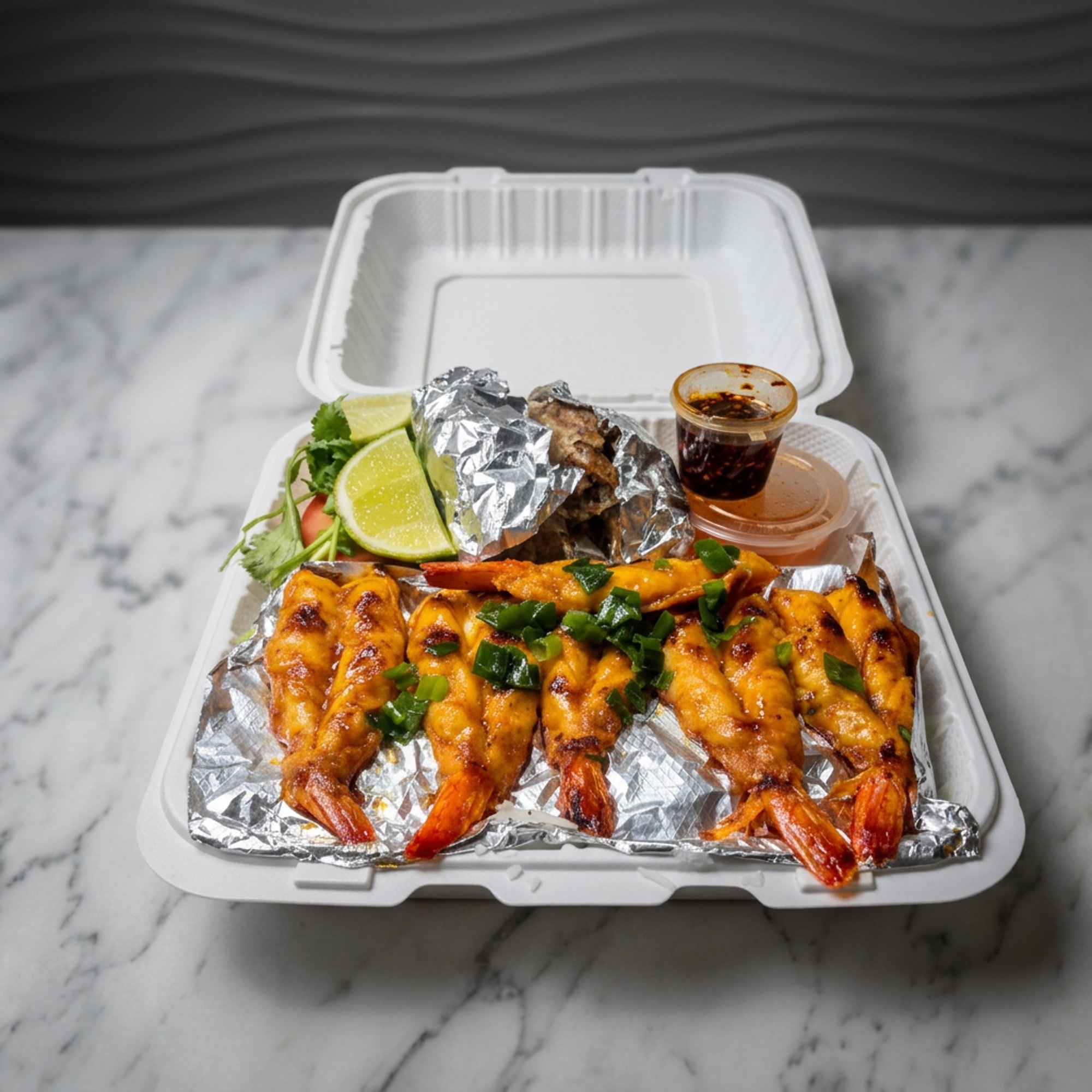 C7. Grilled Shrimp & Egg Roll- Cơm Tôm Nướng Chả Giò