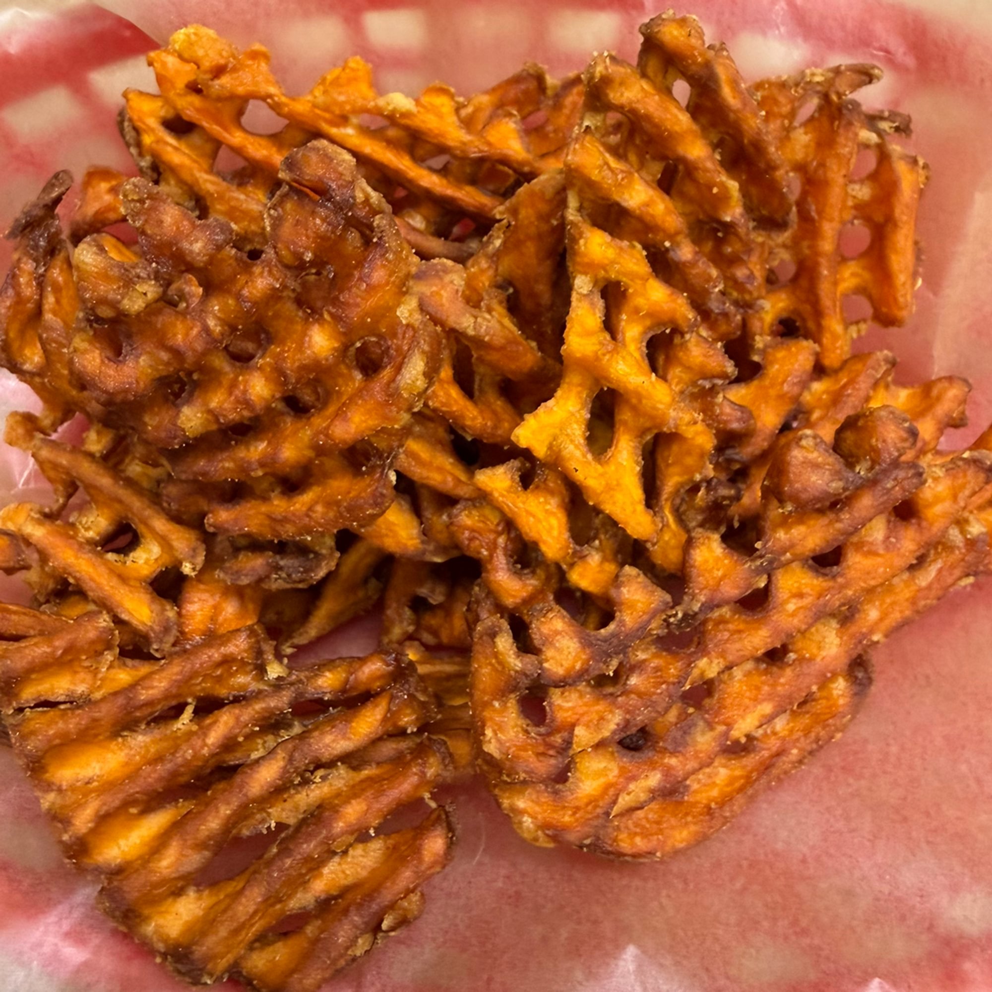 Waffle Sweet Potato Fries with Sriracha Mayo
