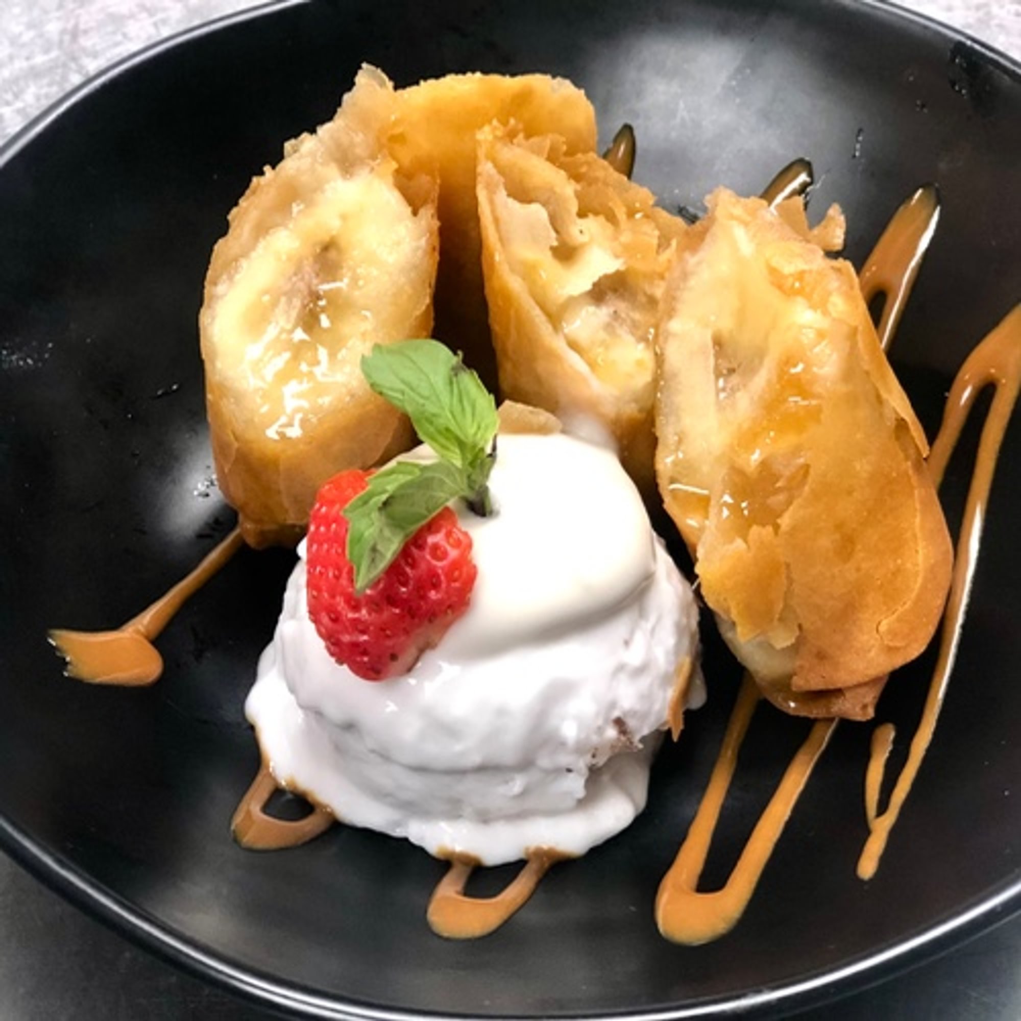 Fried Banana with Home made Coconut Ice Cream