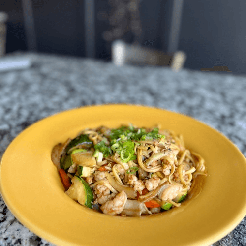 Asian Black Pepper Shrimp Pasta