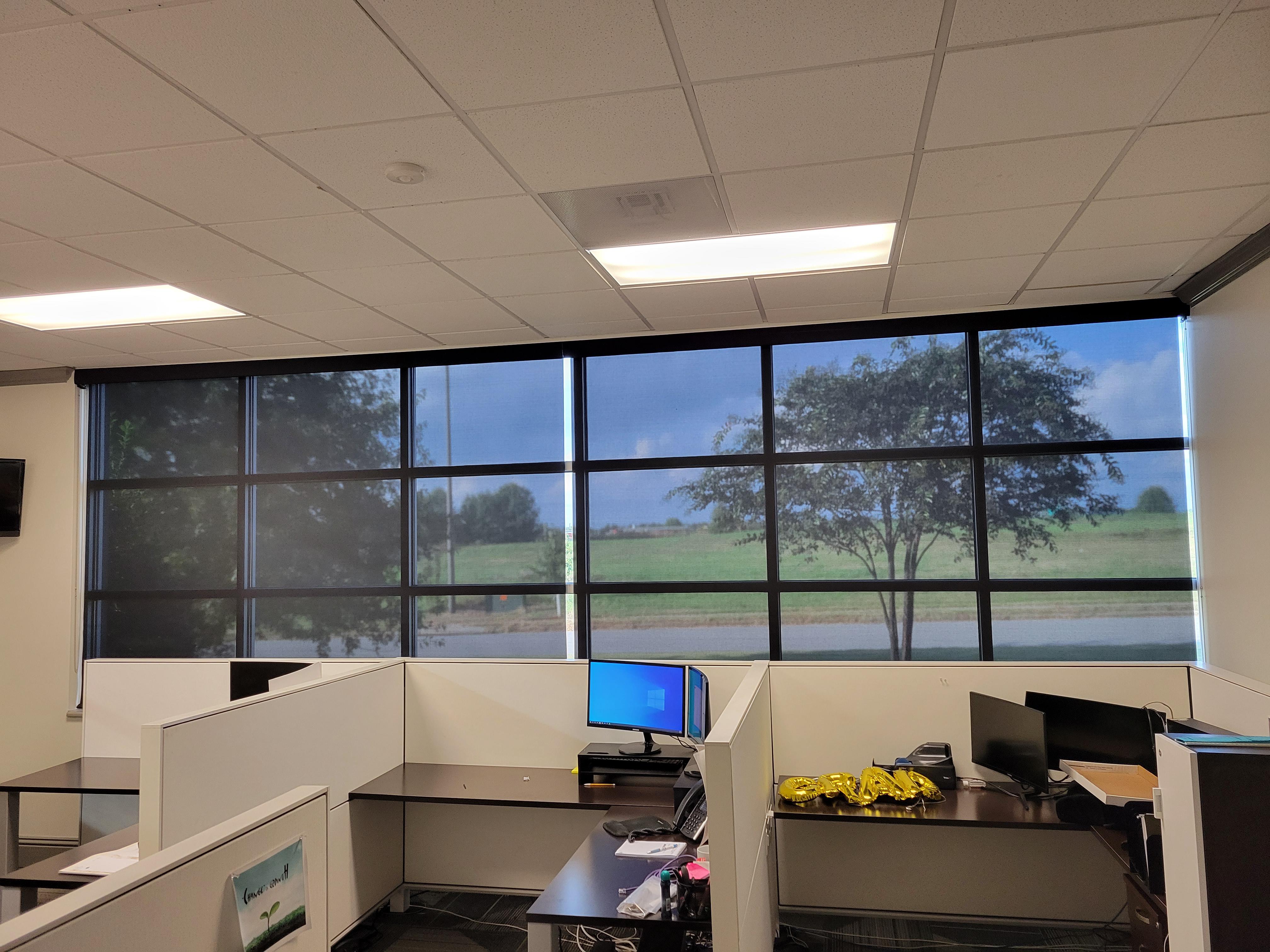 Solar Shades - great option for glare, heat control while allowing you the outside view!