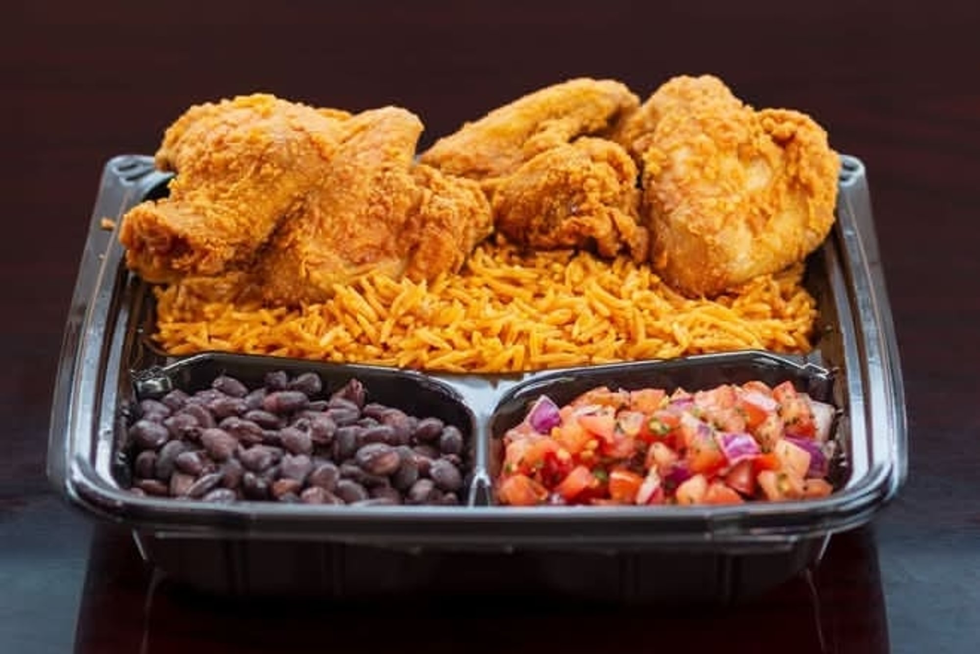 Wings with Rice, Bean & Salsa