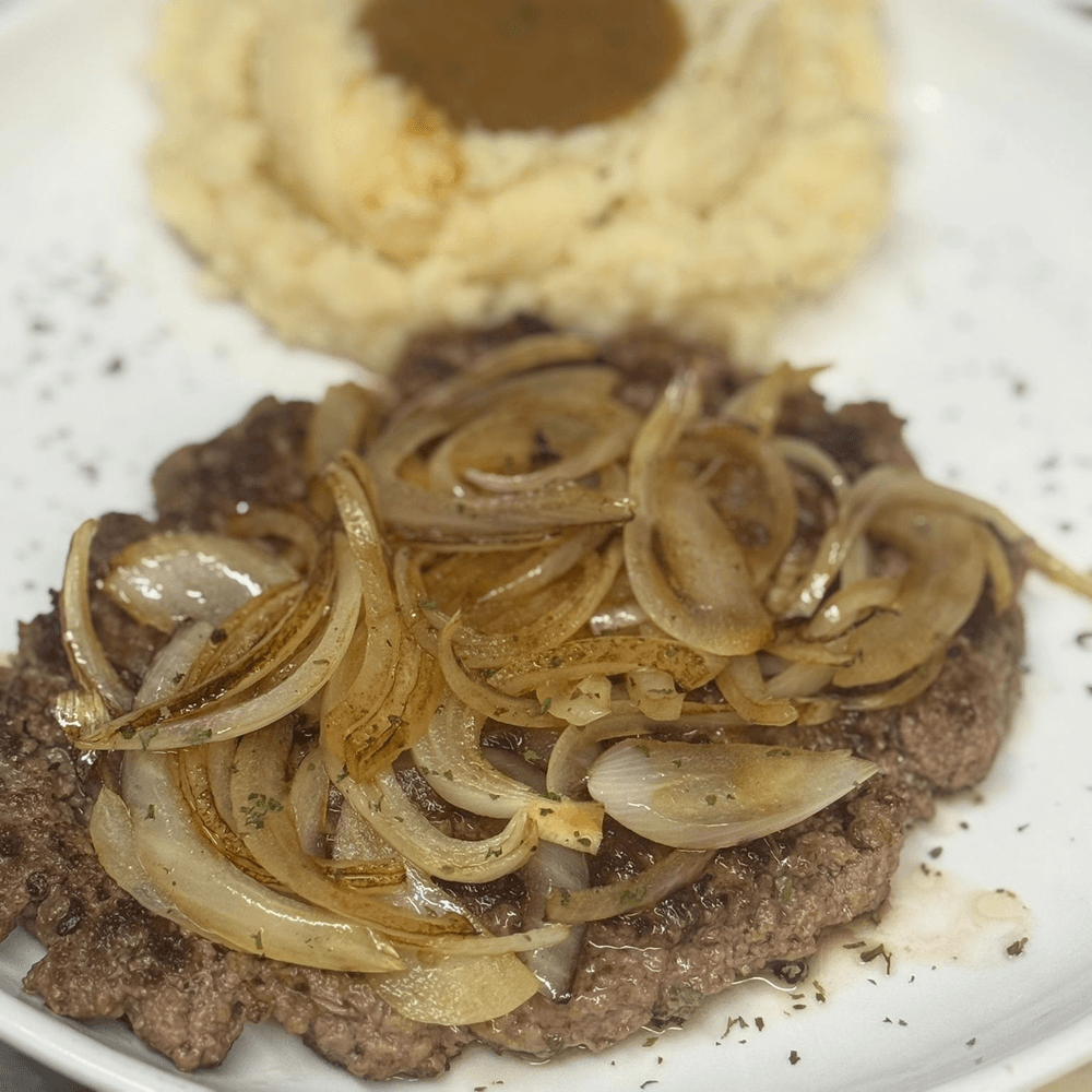 Chopped Steak with Grilled Onions Dinner