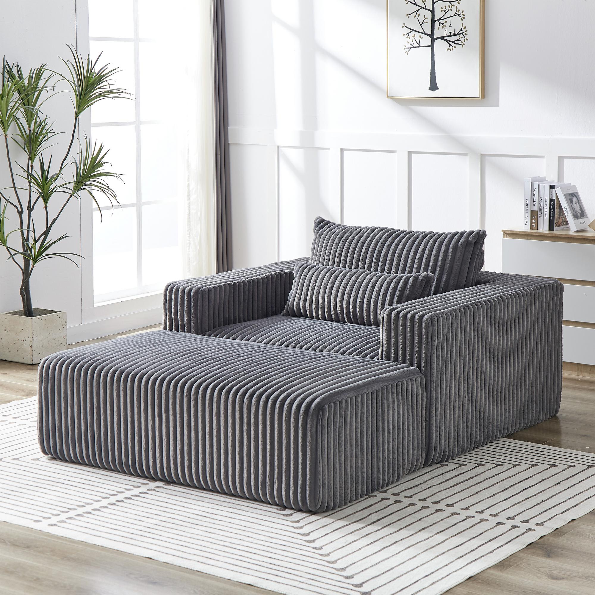 Velora 75" Corduroy Chair - Gray