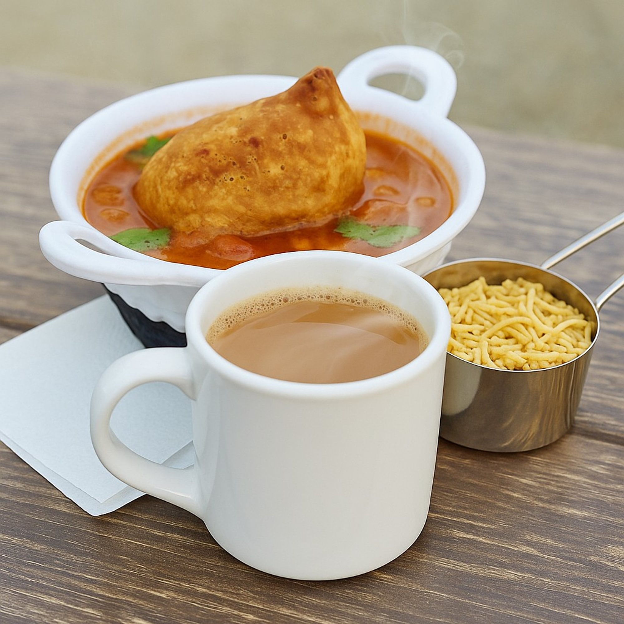 Samosa Chaat + Hot Chai