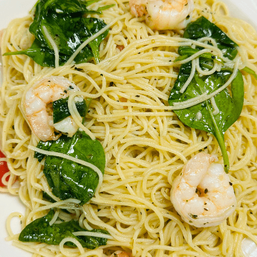 Angel Hair with Shrimp and Spinach