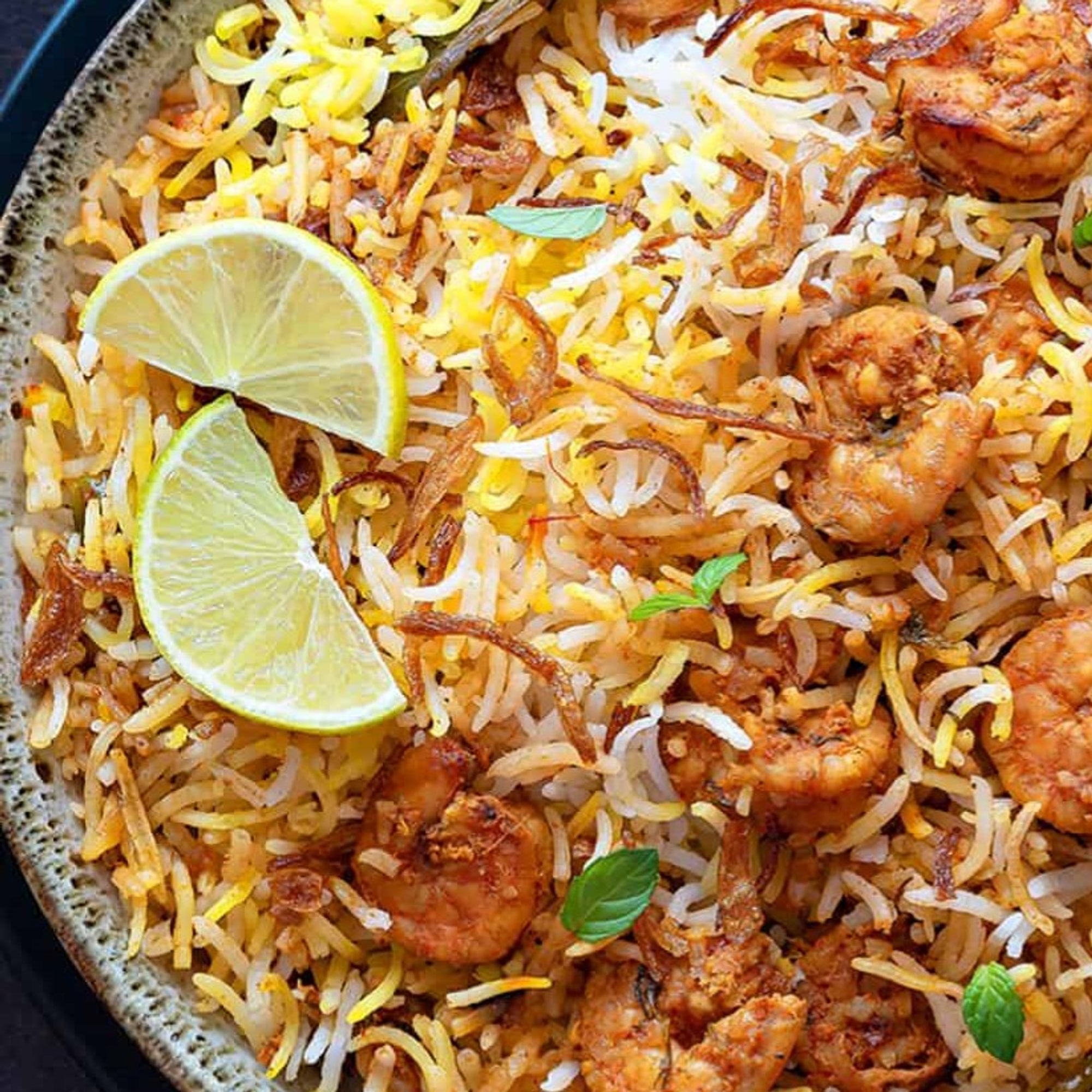Shrimp biryani