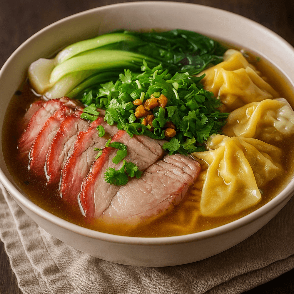 BBQ red pork noodle soup