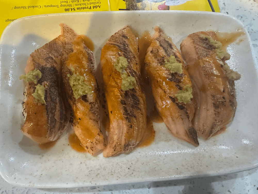 Salmon Sushi With Rice Torched