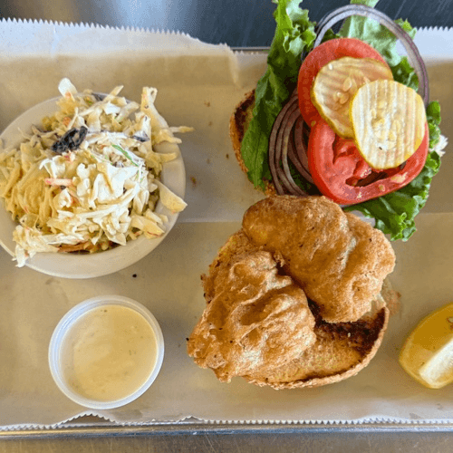 Fish Burger with Choice of Side