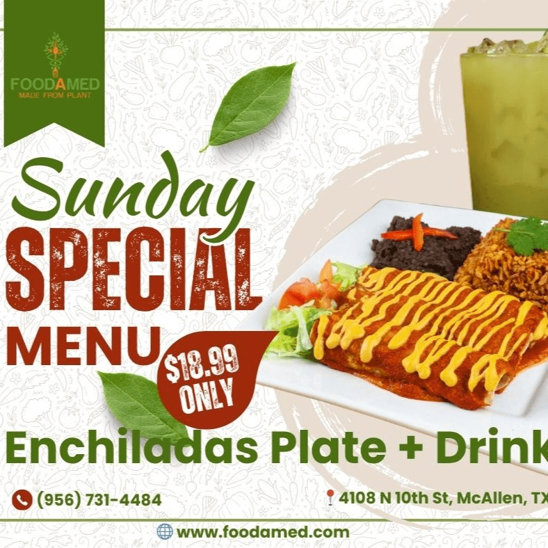 Sunday - Enchiladas Plate + Drink