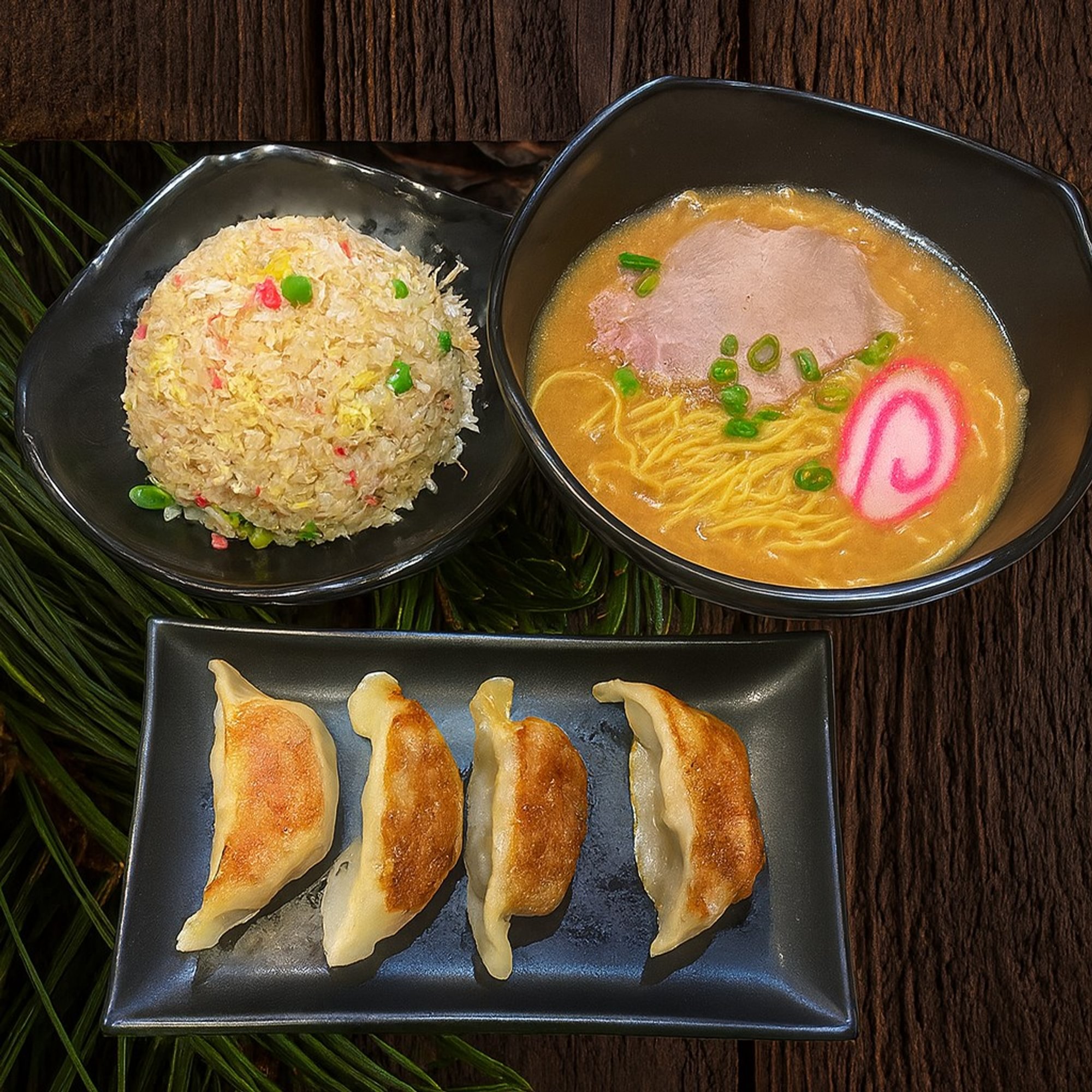 Mini Tan Tan Ramen Combo with gyoza and fried rice.