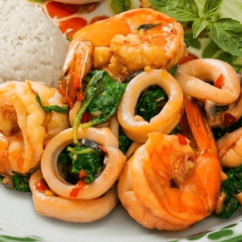 K4-Kra Pao Ta-Le (Seafood Mixed)