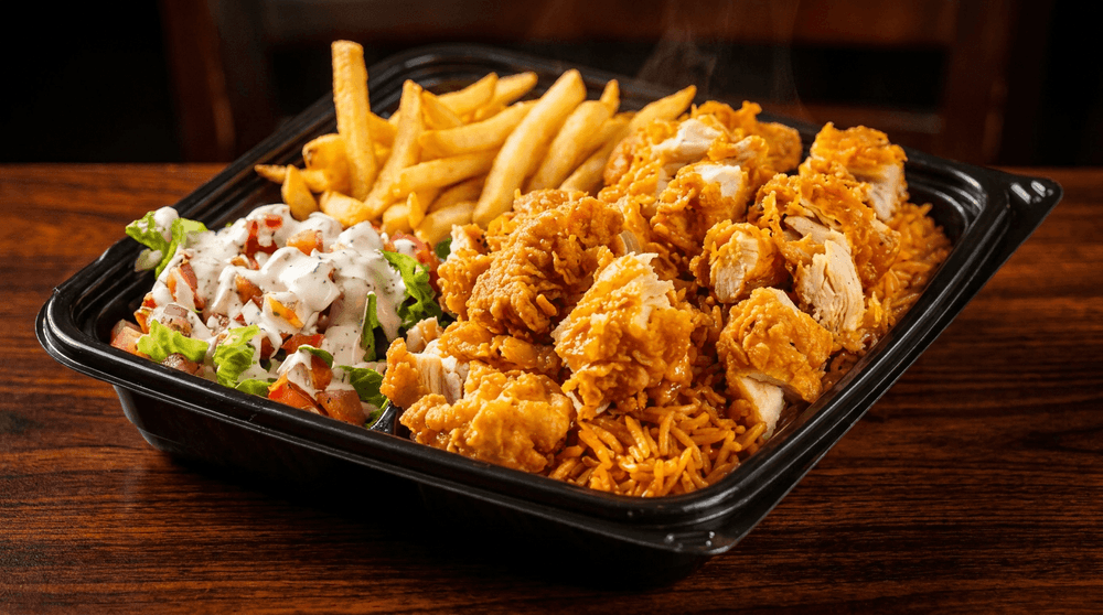 Crispy Chicken Over Rice