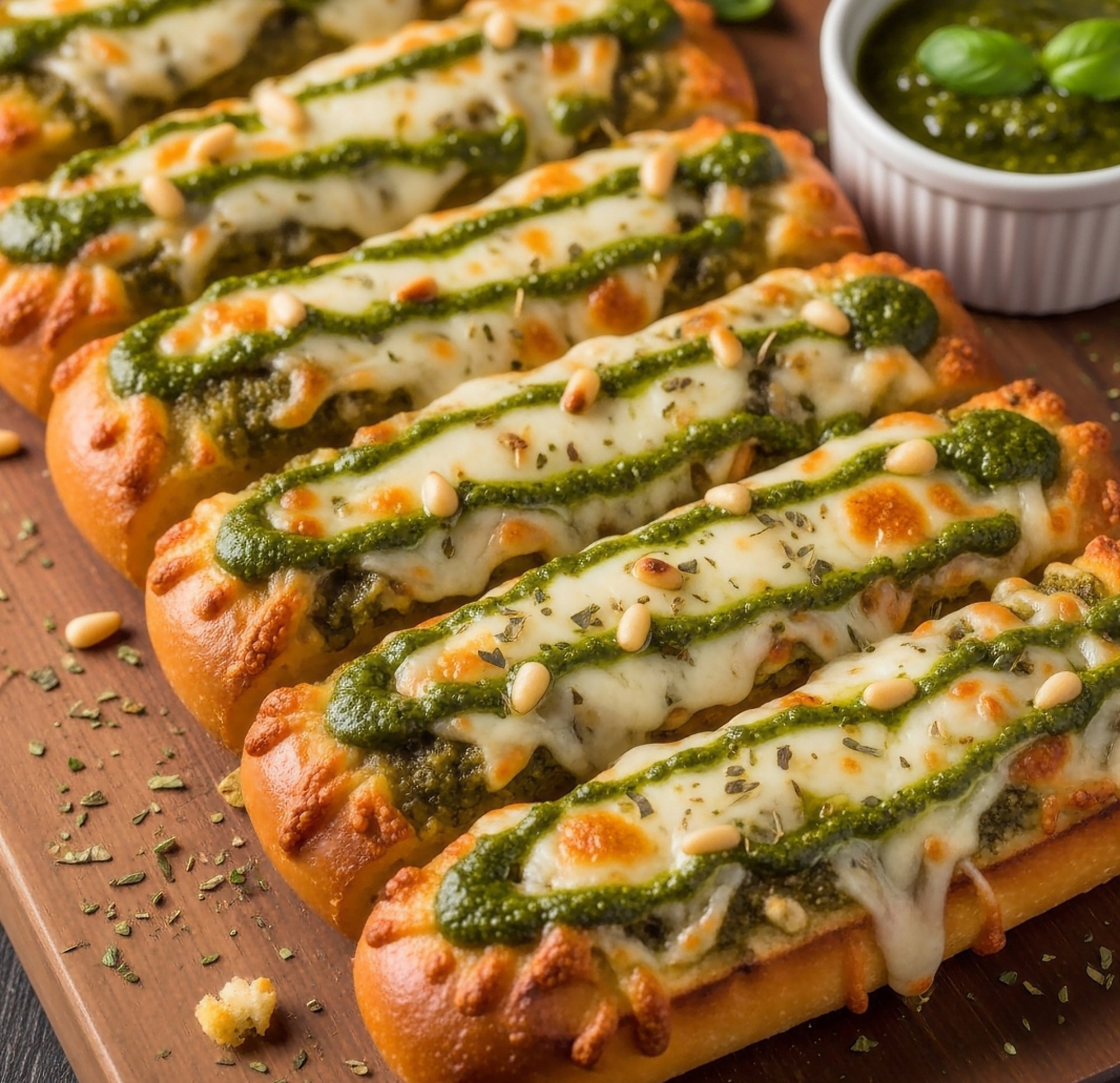 Pesto & Cheesy Garlic Bread Stix