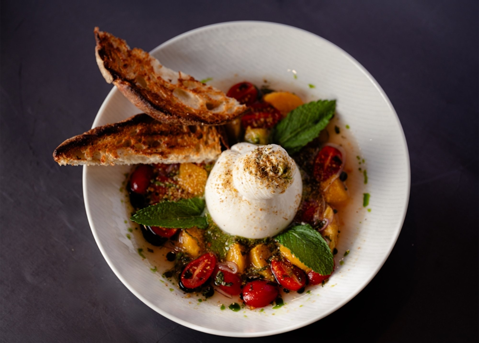 Peach and Buratta Salad