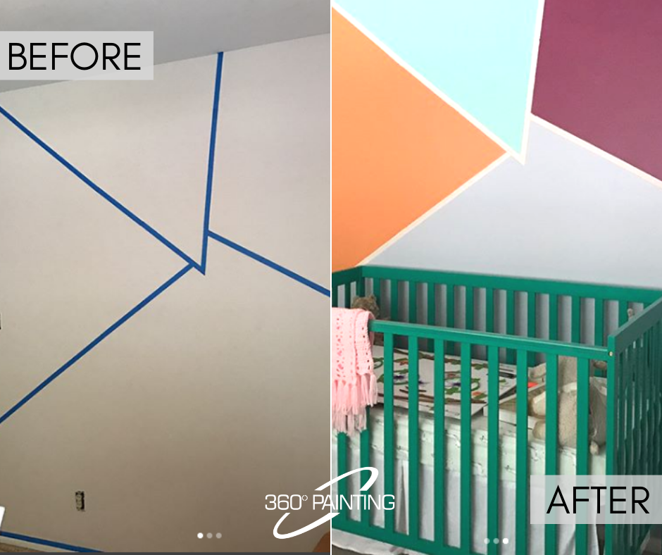 Before and after of a specialty interior painting job.