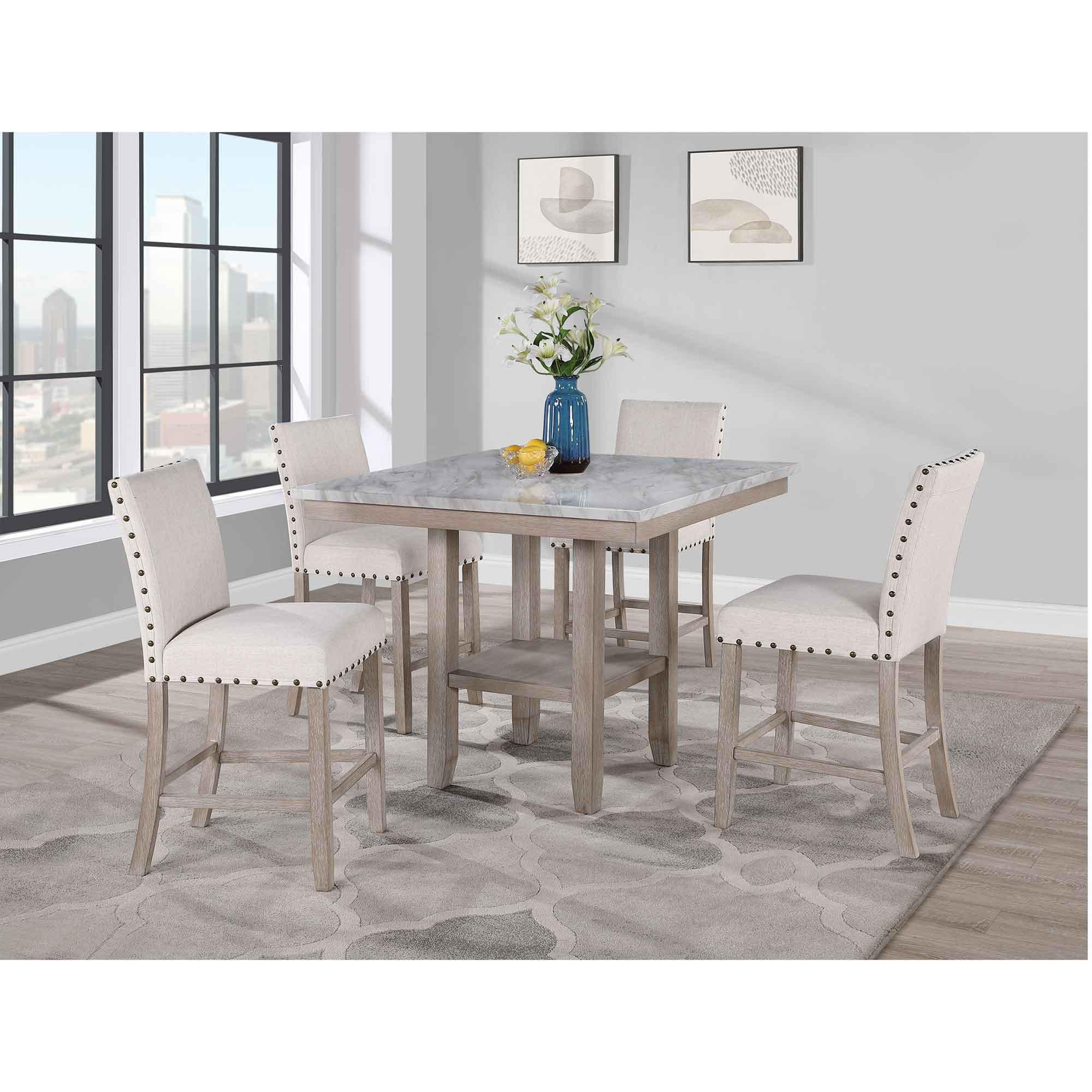 5 - Piece Faux Marble Bar Dining Room Set