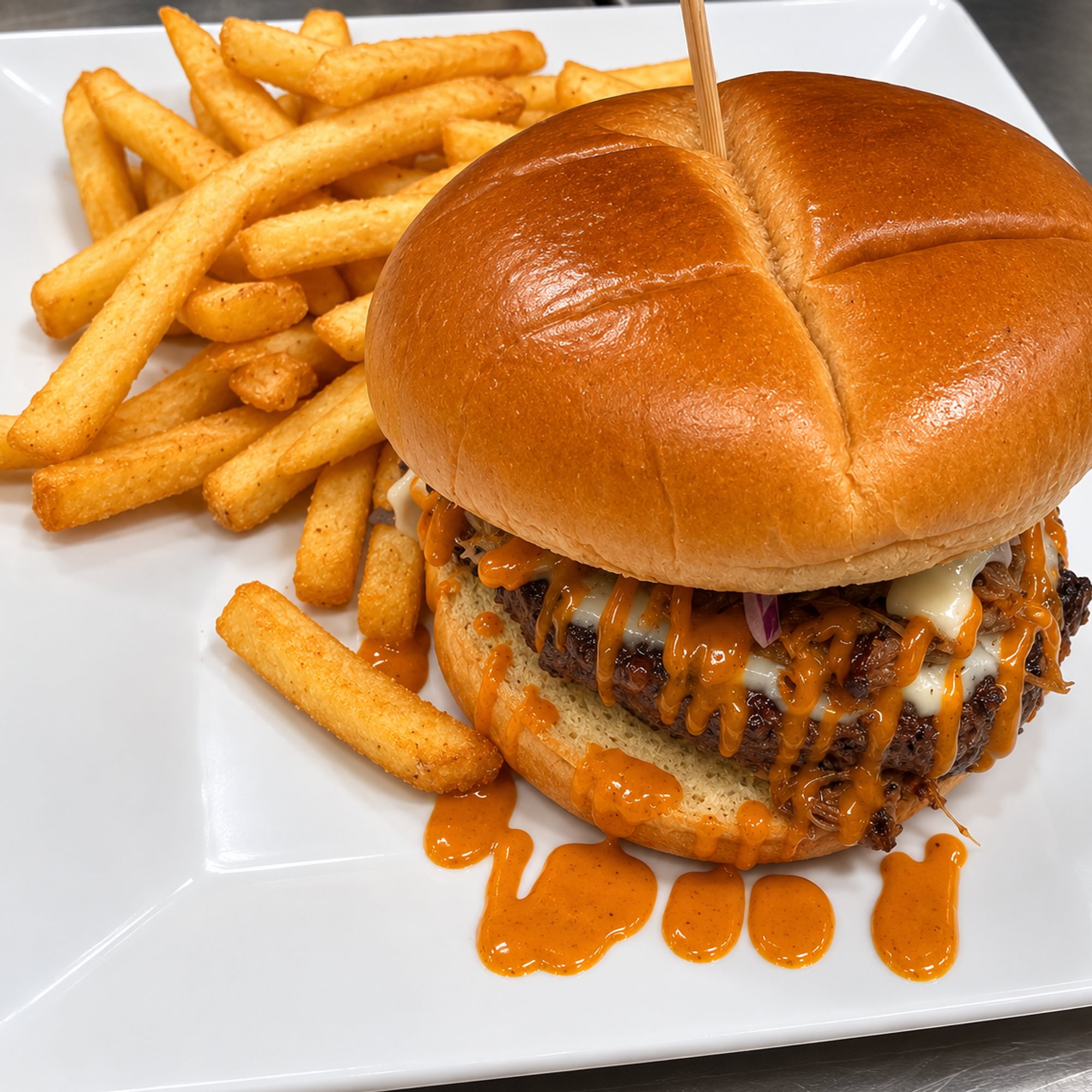 Golded Fire Pit Burger