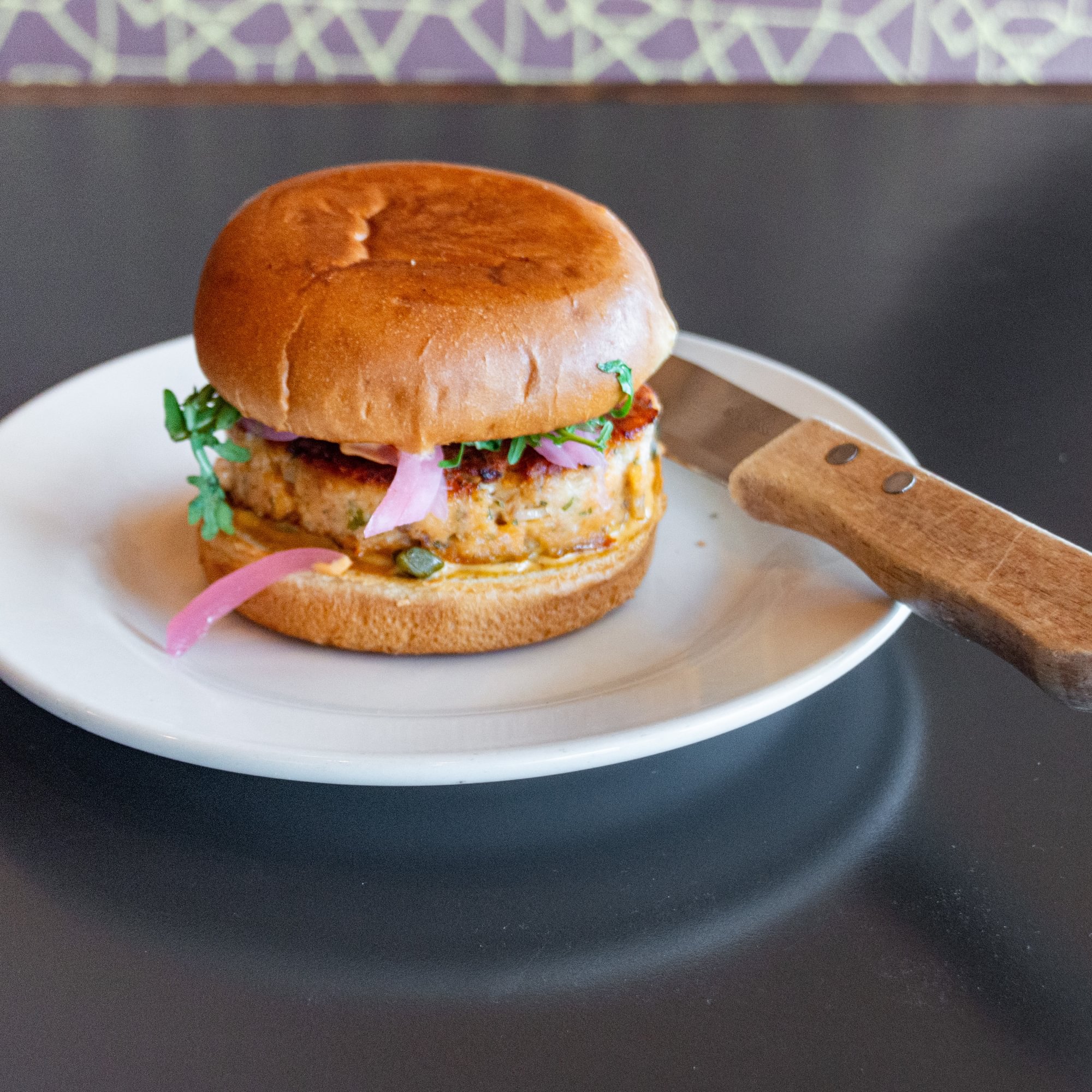 Chipotle Salmon Cake Sandwich