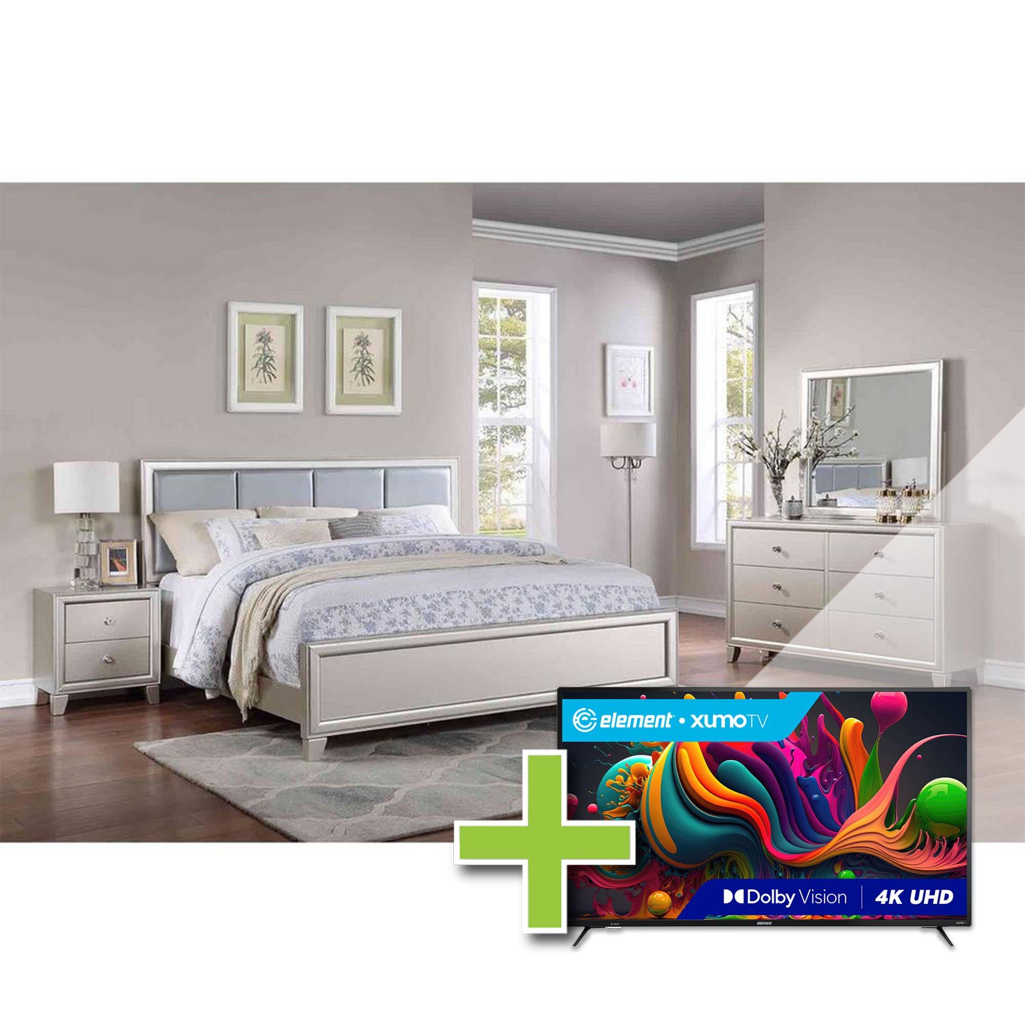 Queen Omni Bed w/Dresser, Mirror, Nightstand + 55" Element TV