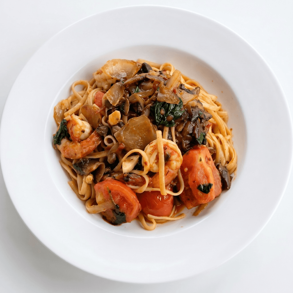 Fettuccine & Grilled Shrimp Pasta Lunch