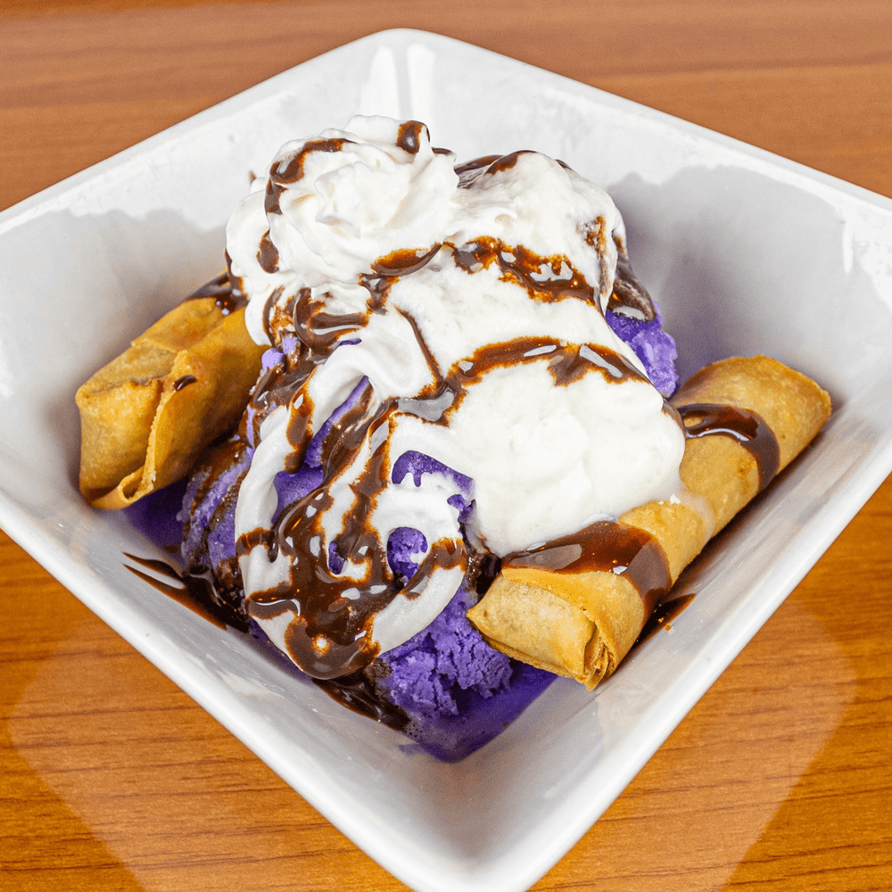 Fried Banana with Taro Ice Cream