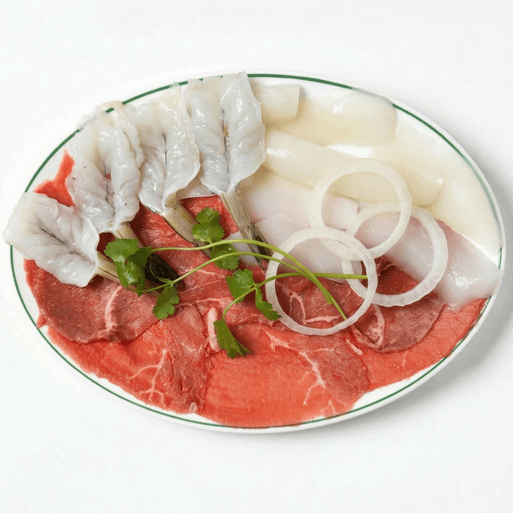 Squid, Shrimp & Beef Hot Pot/Mực, Tôm & Bò Nhúng Dấm