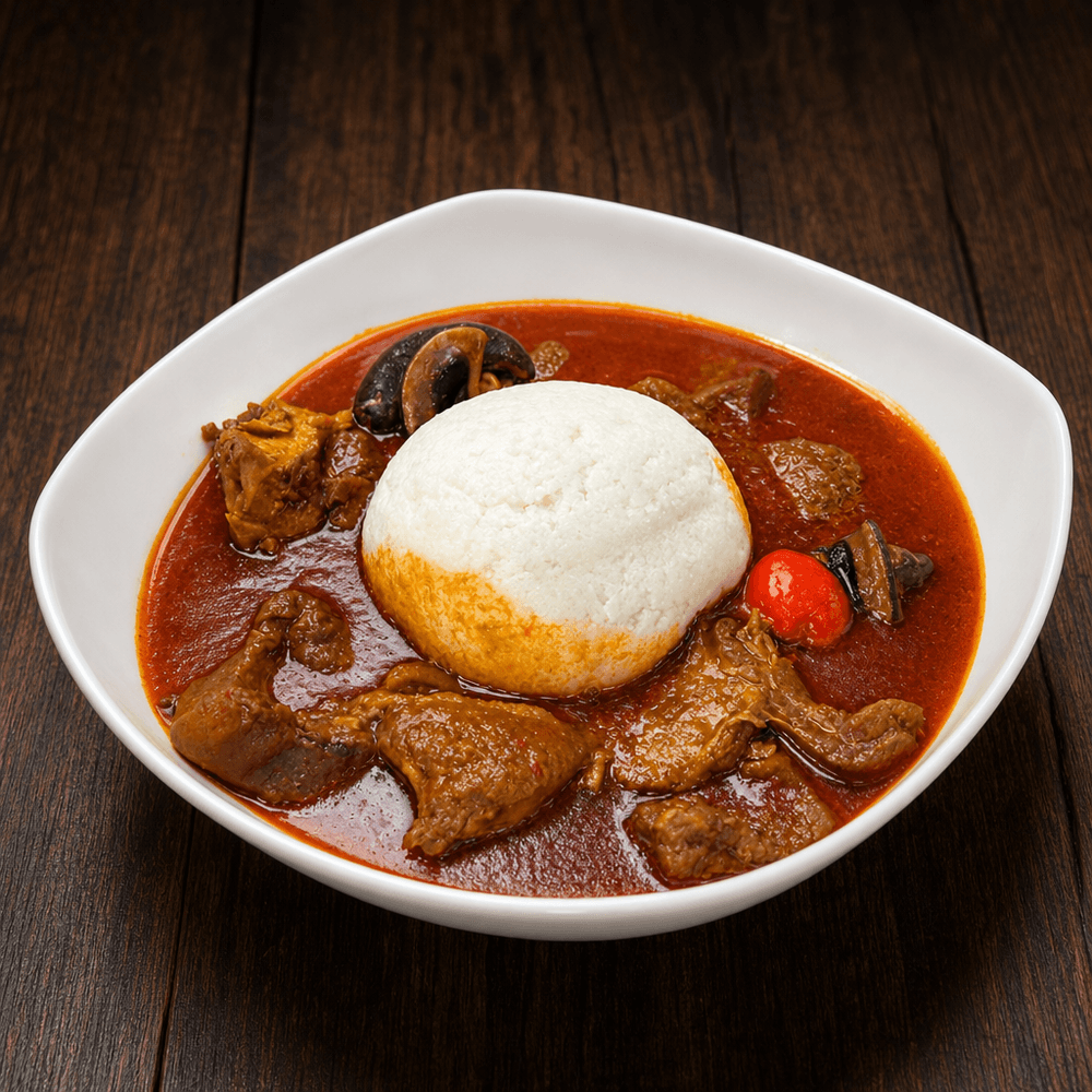 Fufu With Palm Nut Soup