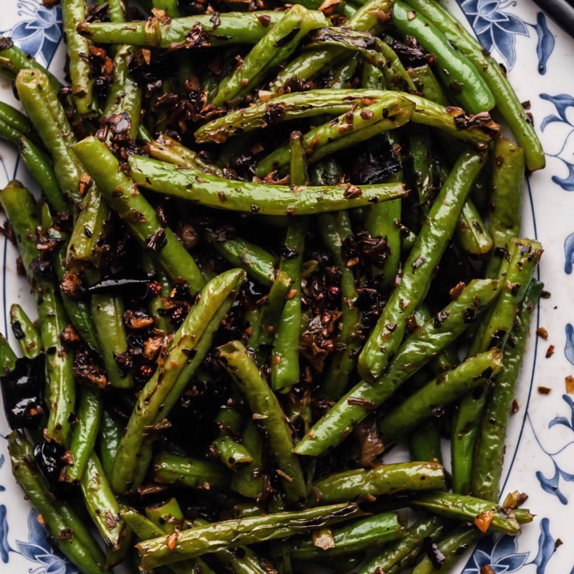 Dry-Braised String Beans Over Rice