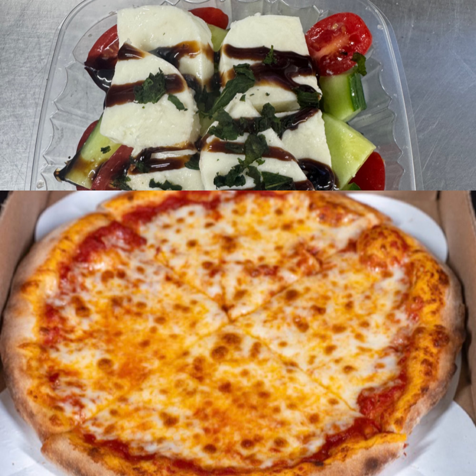 Small Cheese Pizza & Caprese Salad