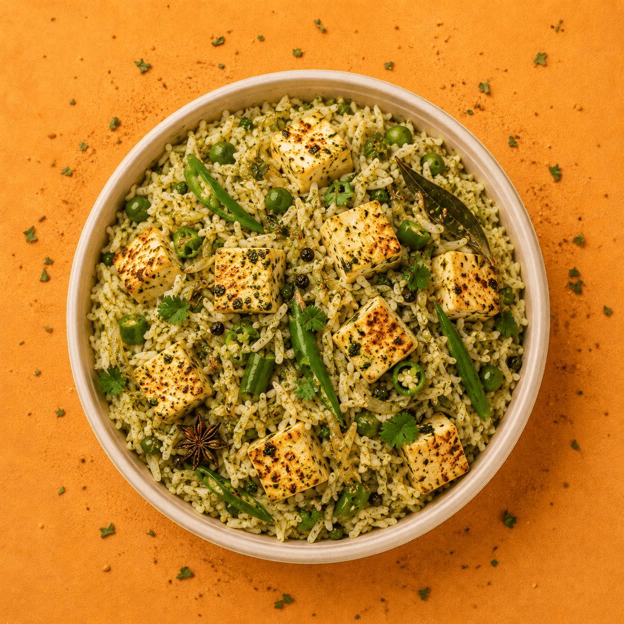 Green Chili Paneer Pulao