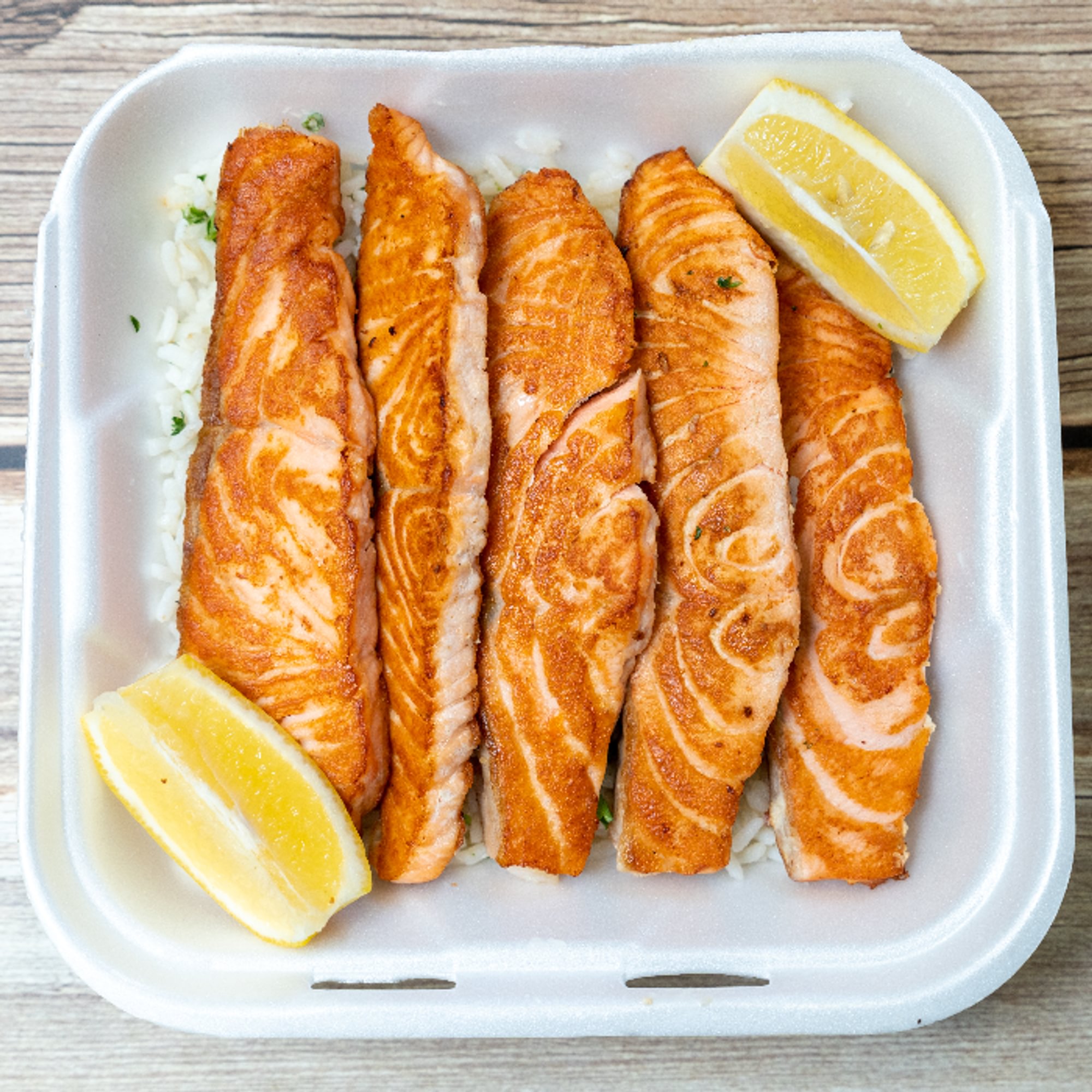 Grilled Salmon Over Rice