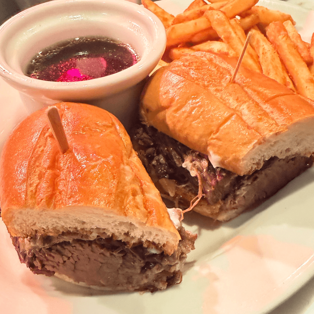 Braised Pot Roast Dip Sandwich