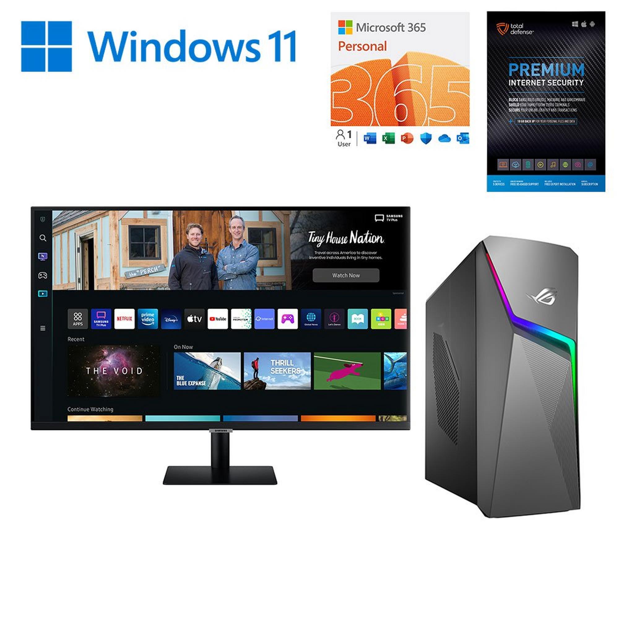 ASUS Gaming Desktop w/ Total Defense Internet Security, Microsoft Office 365 & 32" Monitor