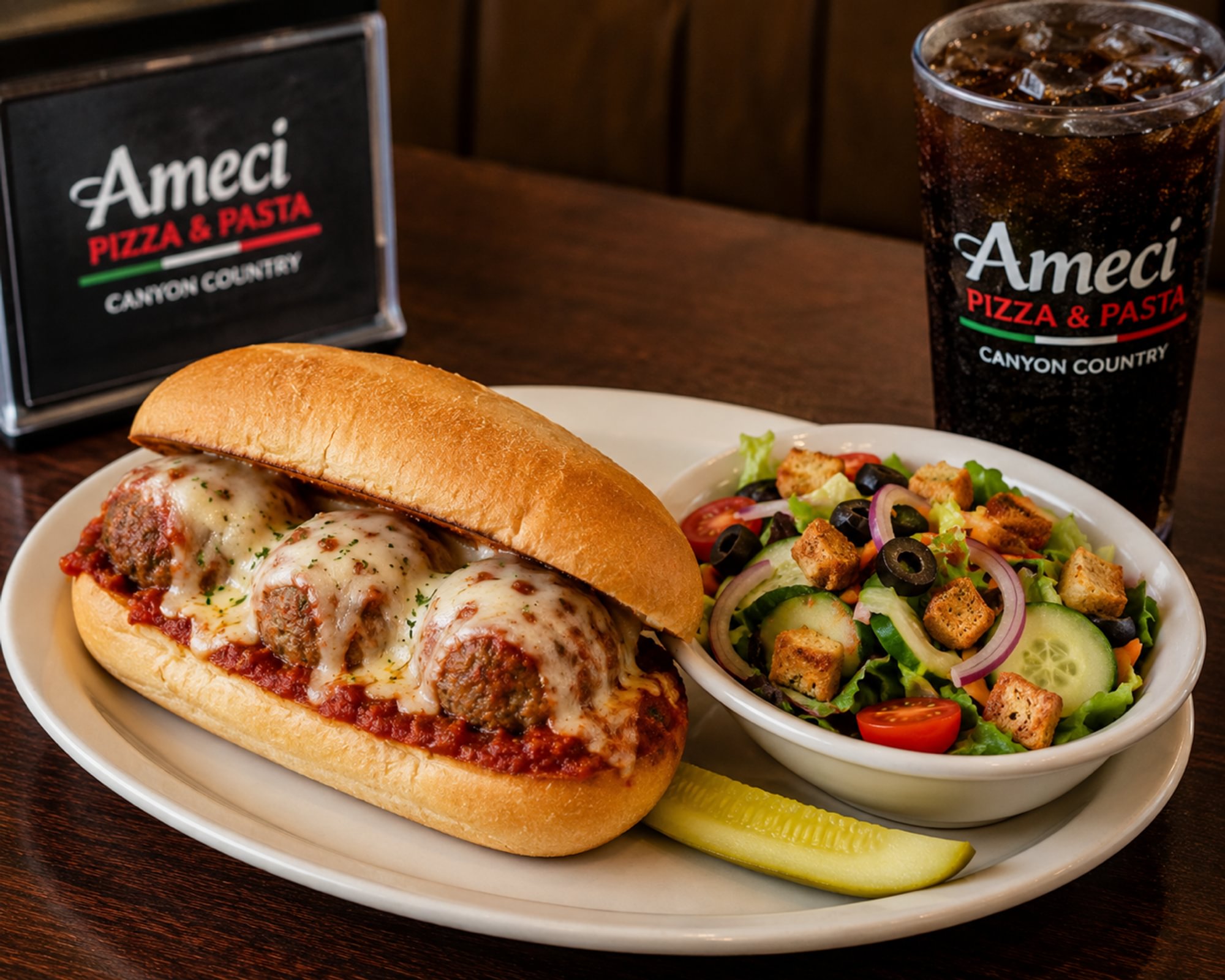 Meatball Sandwich + Side Salad + Drink