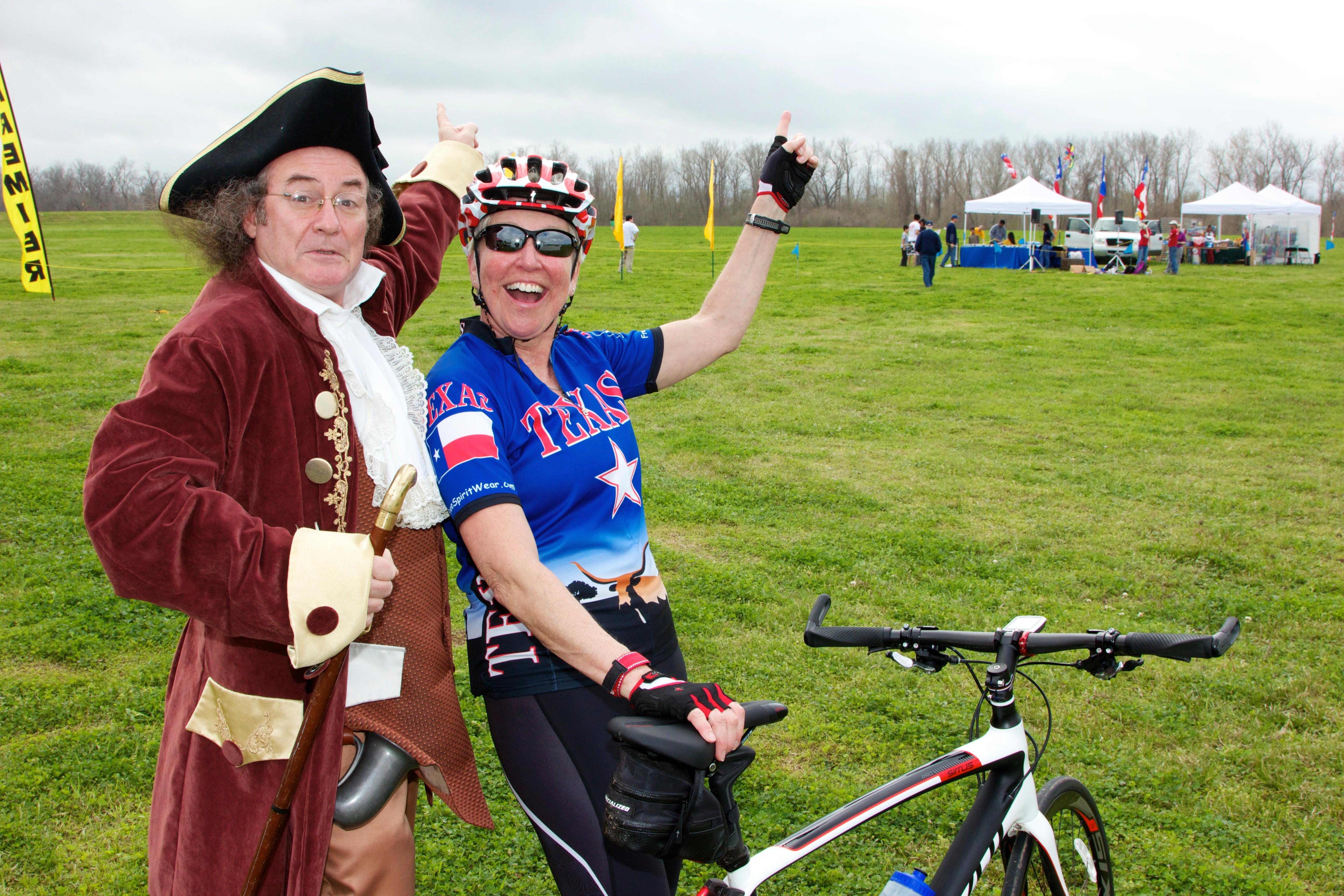 Benjamin Franklin and Terri Gill at the Sugar Land Kite Festival 2014.