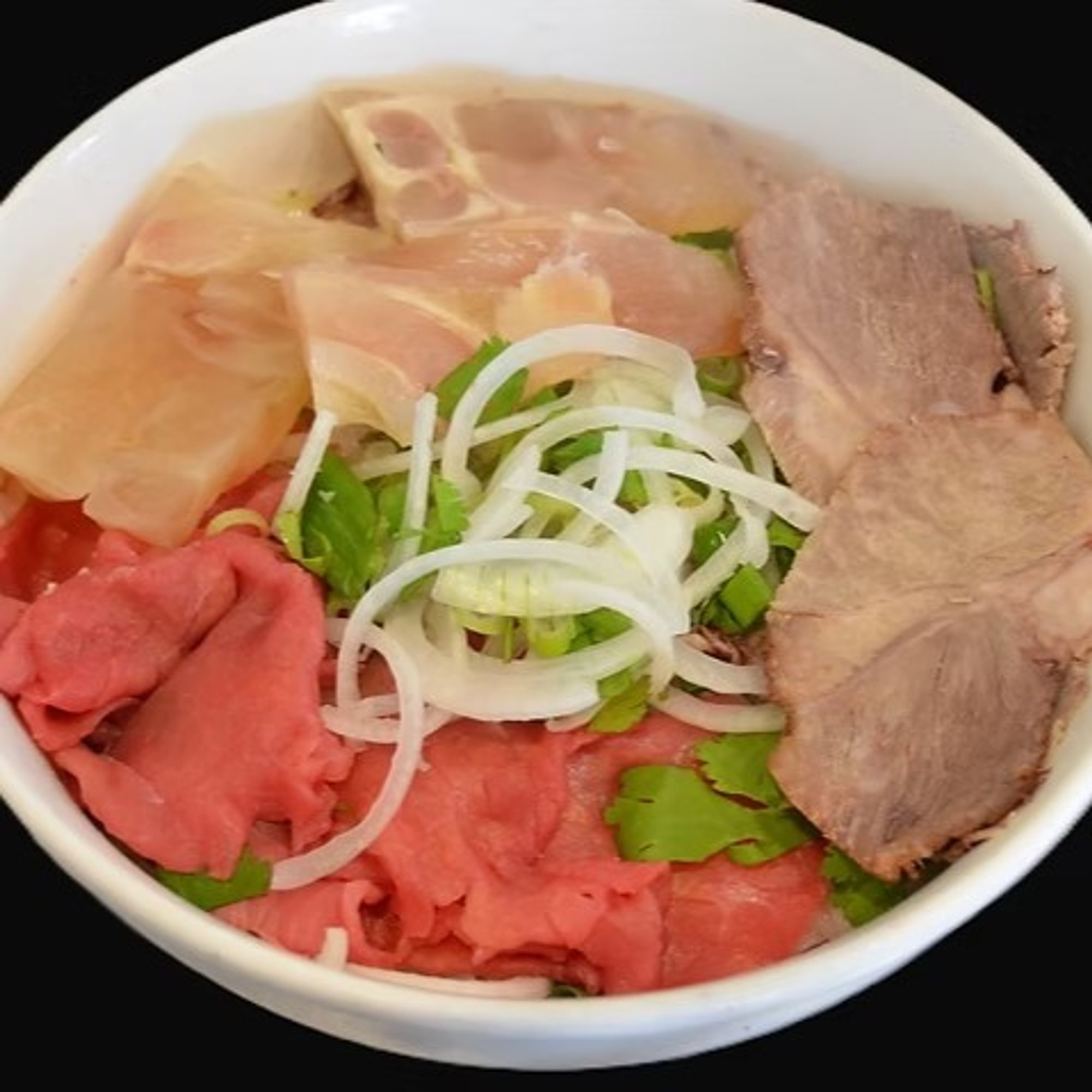 Pho with Rare Beef, Well-done Brisket, and Tendon